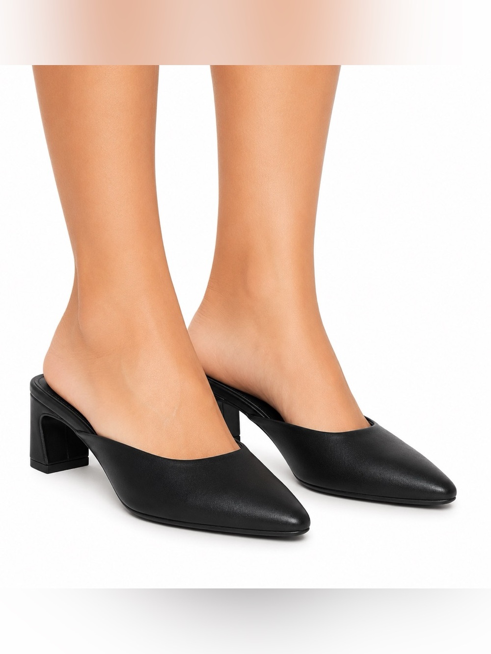 Ophelia Roe Ava Black Square Toe Block Heel Slip On Pumps Mules 9 Office Siren